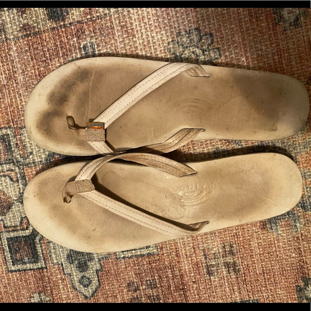 Rainbow flip flops